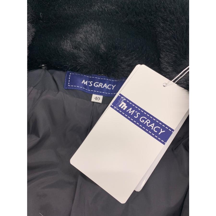 エムズグレイシー 319607 ダウンコート 40 ブラック リボン フェイク