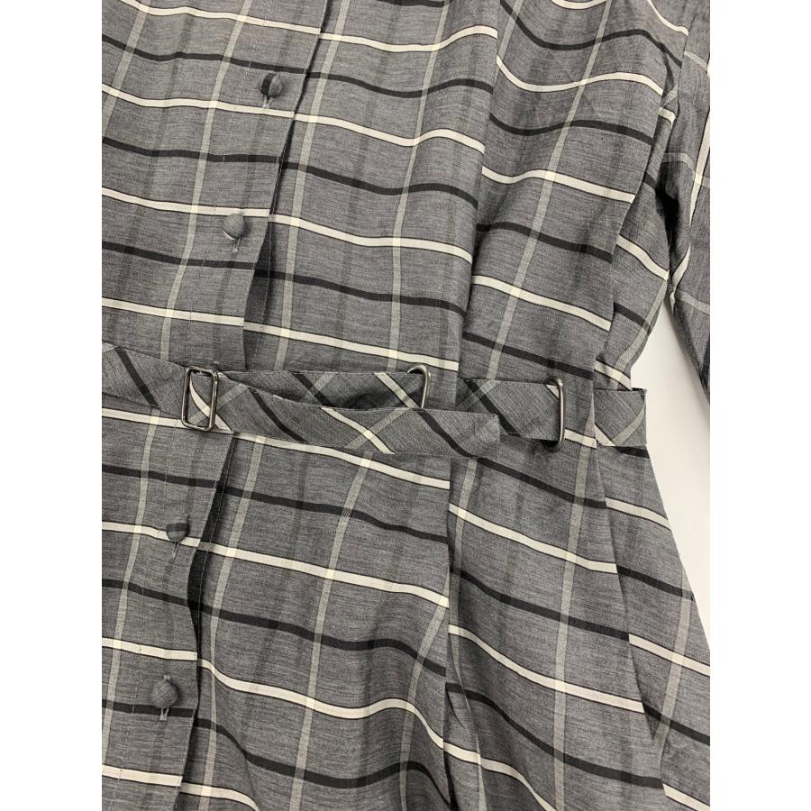 ルネ ワンピース 36 グレー TISSUE 黒襟レース チェック IT8LU4OQ2WOA