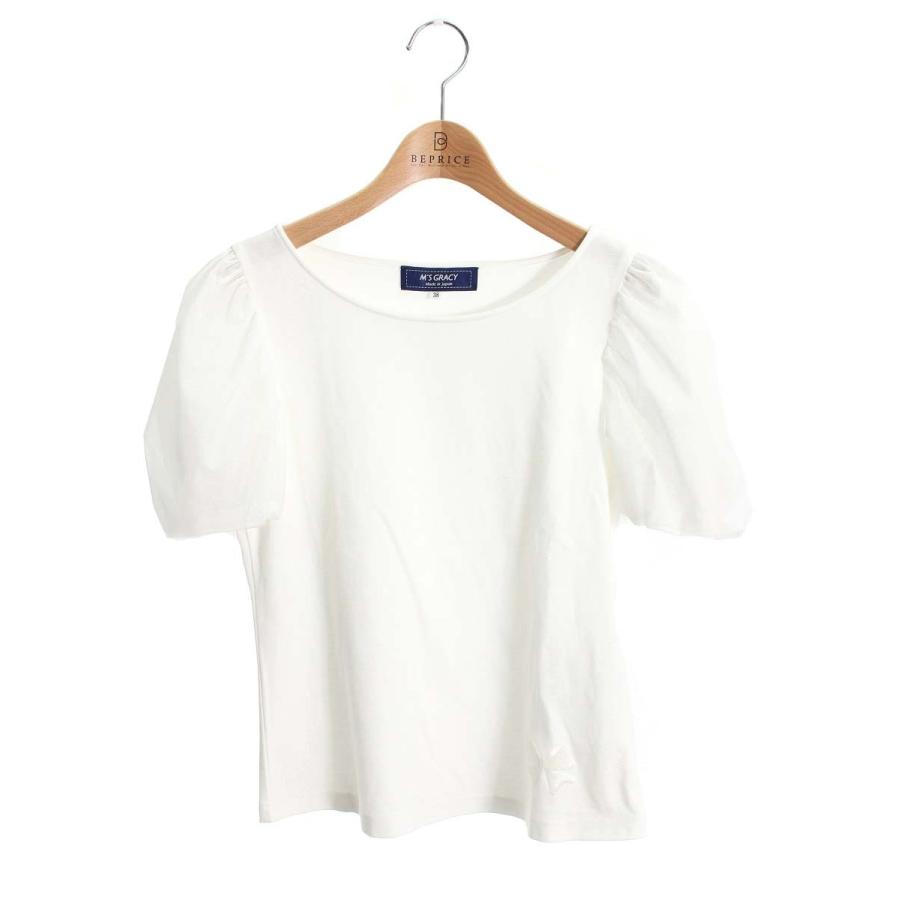 エムズグレイシー 215314 Tシャツ カットソー 38 ホワイト チュール袖 