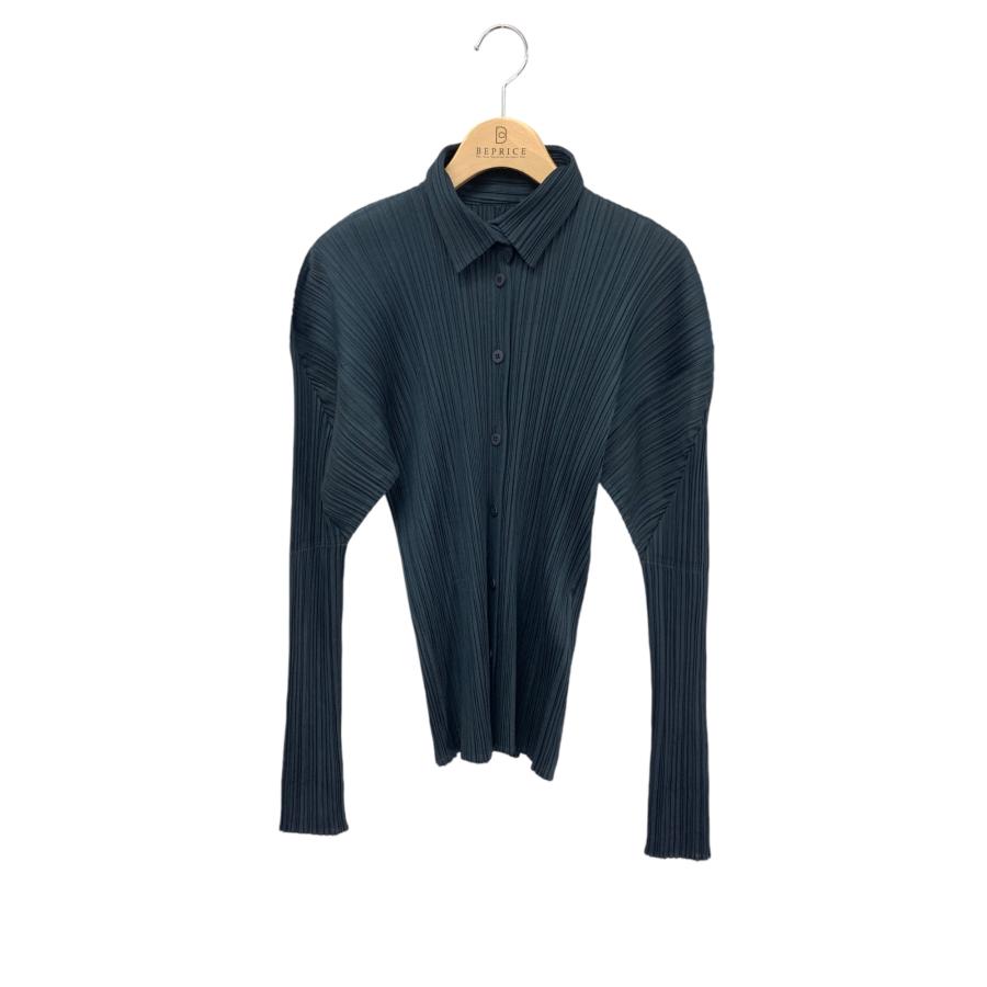 週末SALE‼️イッセイミヤケISSEY MIYAKE プリーツプリーズ 紺 プリーツプリーズイッセイミヤケ PP91-JK078 ブラウス 3 ネイビー