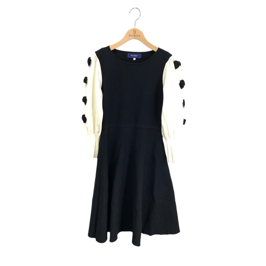 エムズグレイシー リボン付きニットワンピース 018534 38 ブラック  