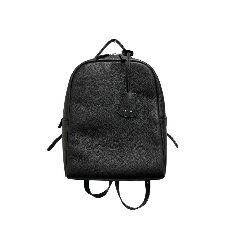 アニエスベー リュックサック ブラック バックパック レザー エンボス