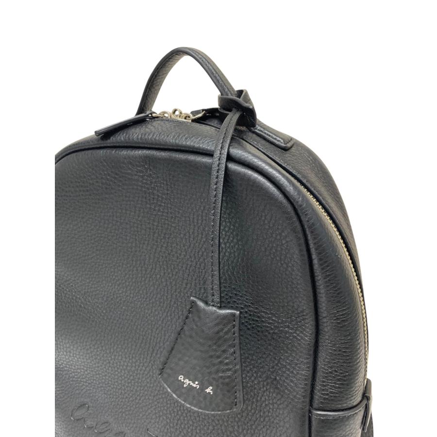 アニエスベー リュックサック ブラック バックパック レザー エンボス