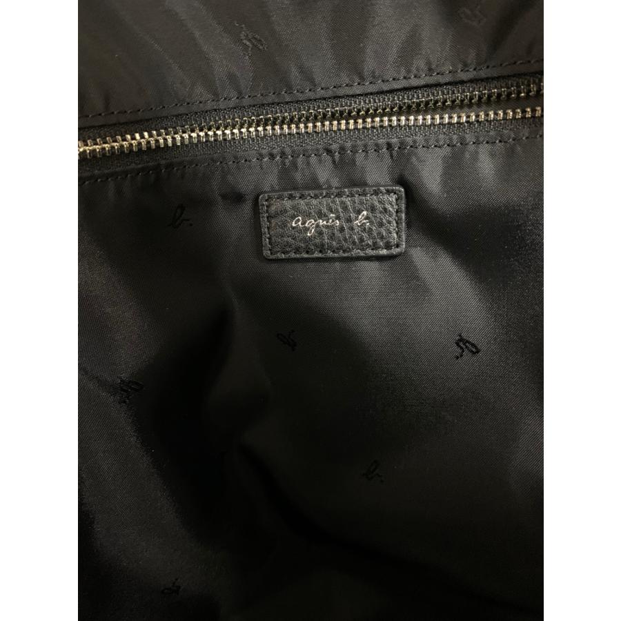 アニエスベー リュックサック ブラック バックパック レザー エンボス