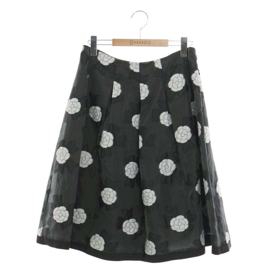 エムズグレイシー 817114 スカート 42 グレー チャコール カメリア柄