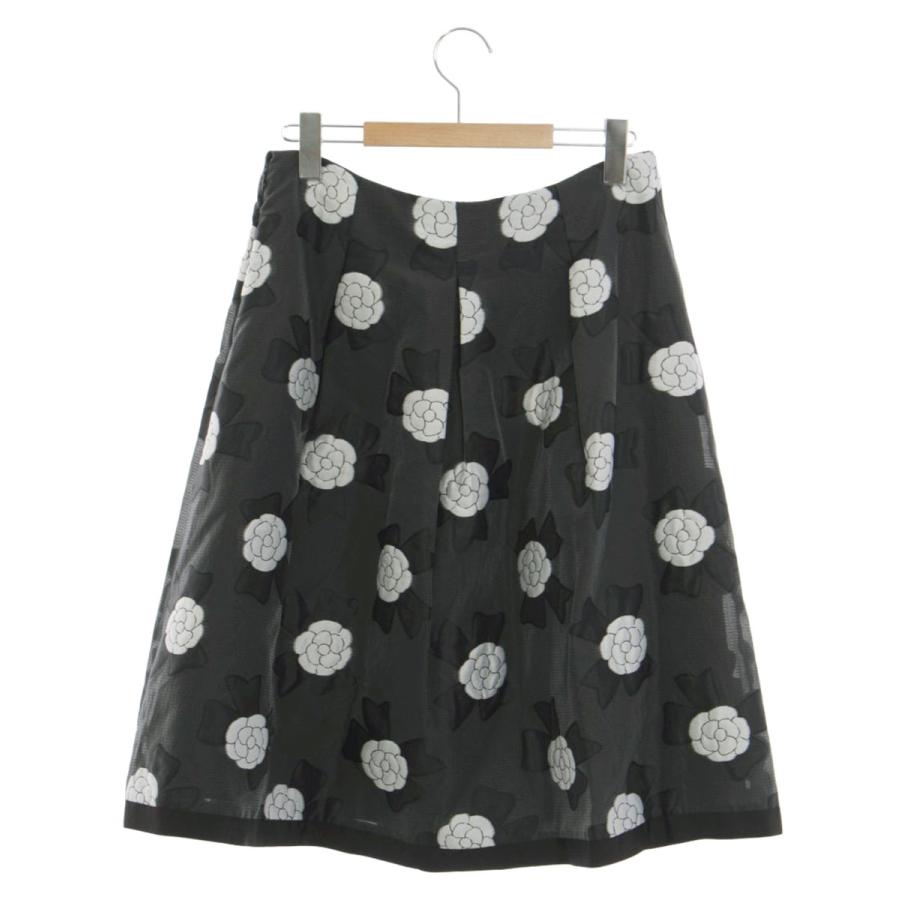 エムズグレイシー 817114 スカート 42 グレー チャコール カメリア柄