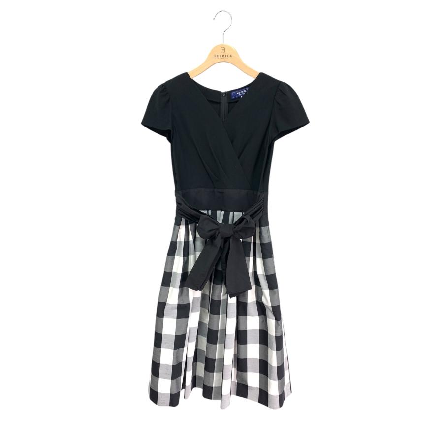 エムズグレイシー 111346 ワンピース 36 ブラック チェック ウエスト