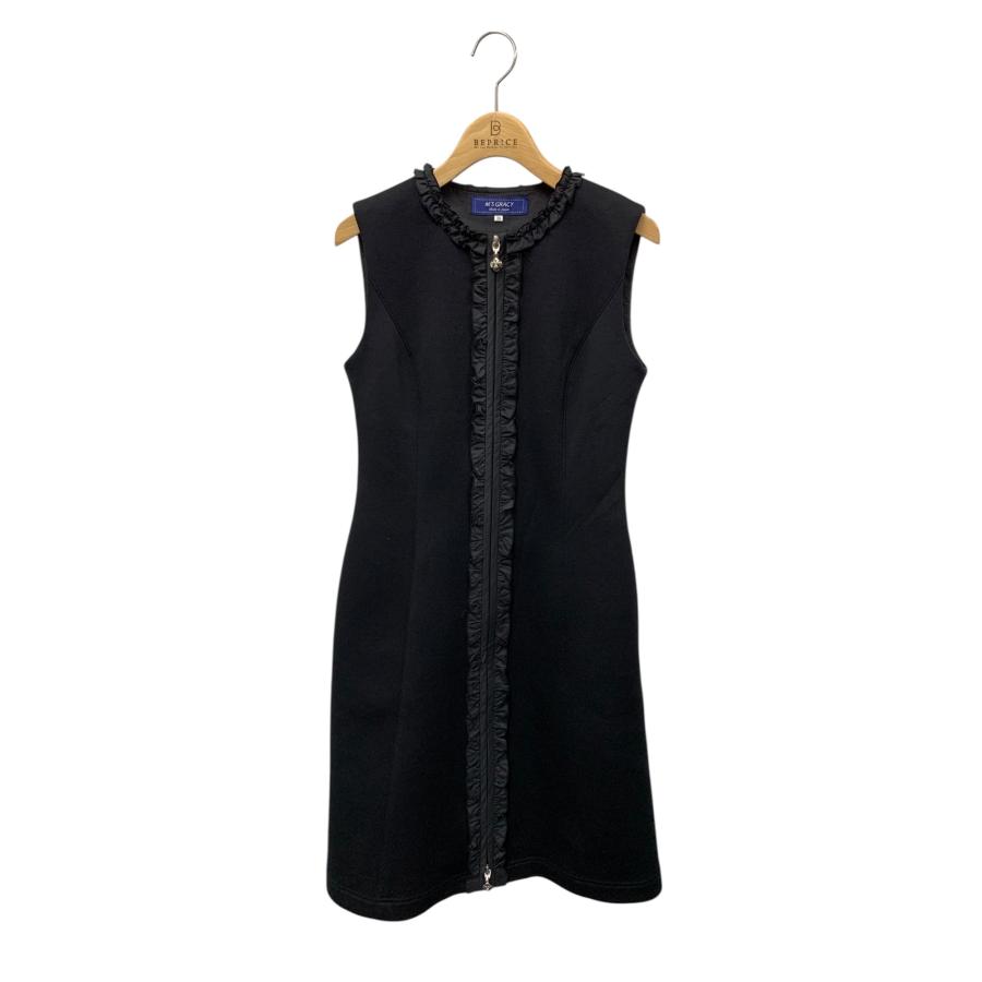 エムズグレイシー 411510 ワンピース 36 ブラック フリル カメリア