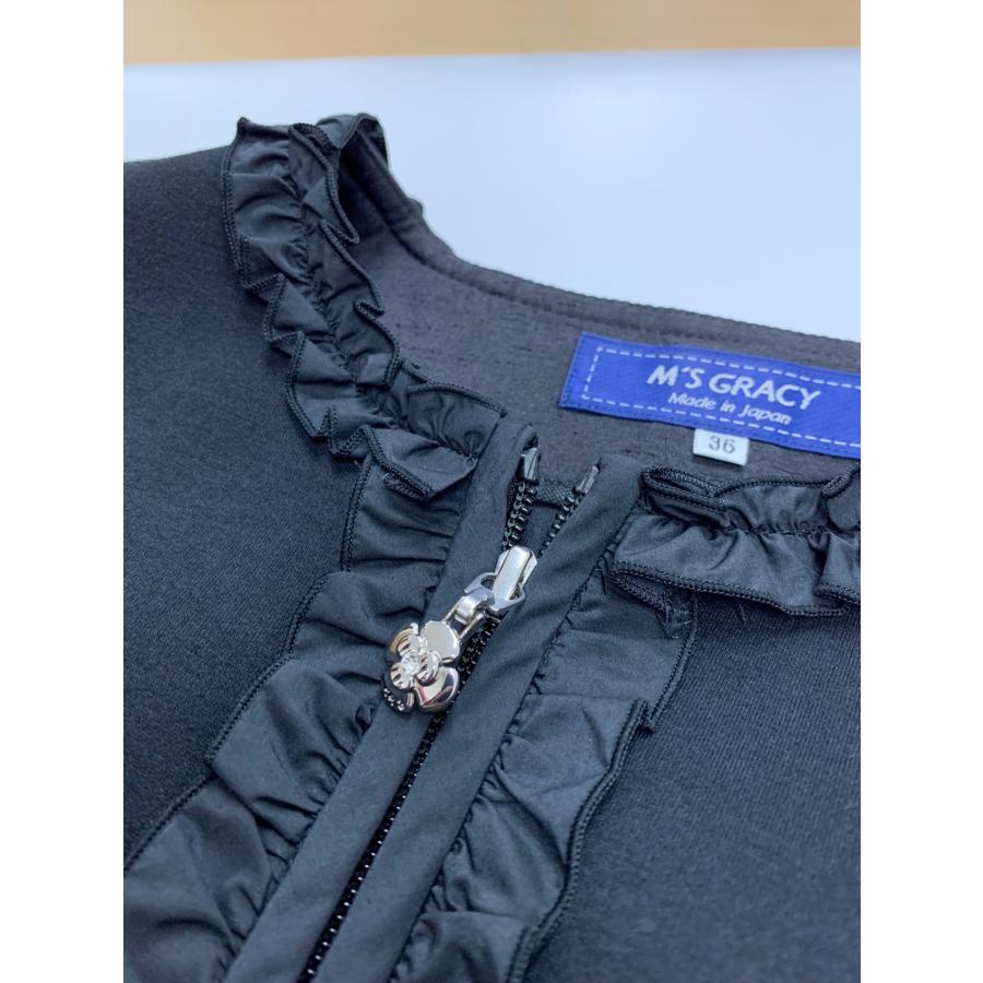 エムズグレイシー 411510 ワンピース 36 ブラック フリル カメリア