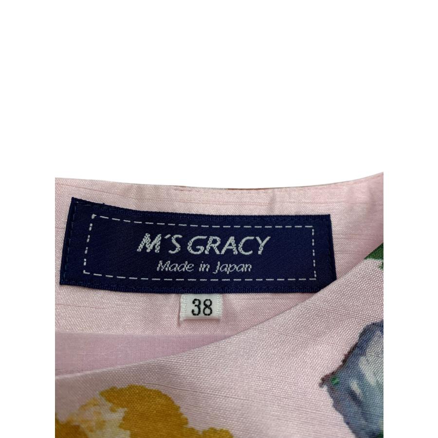 Q346 M エムズグレイシー リボン 花刺繍 シャツ 上品 ワンピ レディース エムズグレイシー 311106 ワンピース 38 マルチカラー 花 リボン
