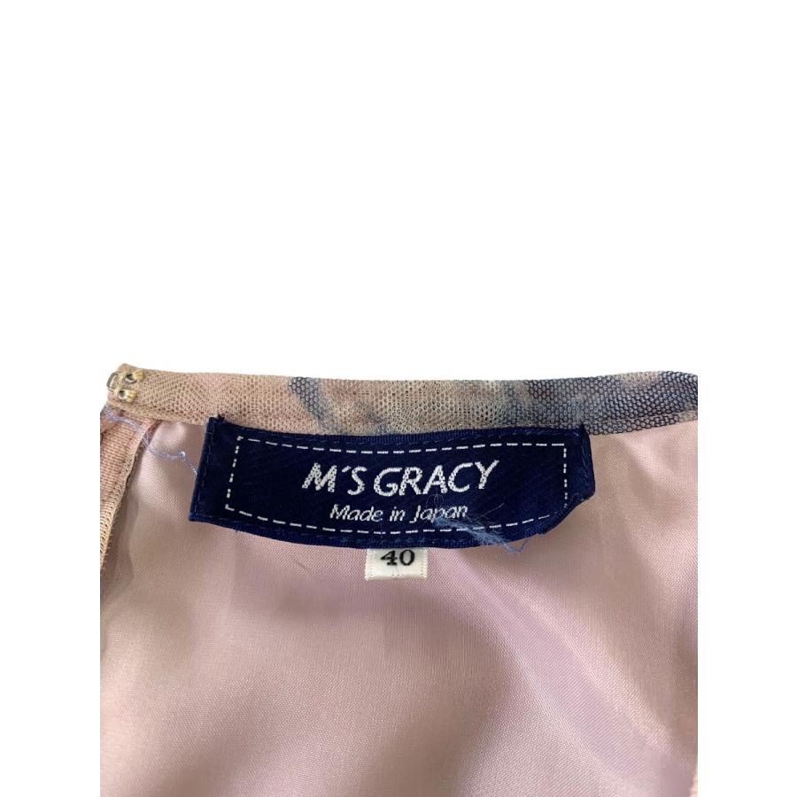 M's Gracy チュールプリント ワンピース 40 エムズグレイシー 311105 ワンピース 40 ピンク チュール