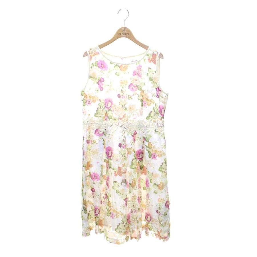 スーパービューティー ワンピース 42 ホワイト フラワーモチーフ