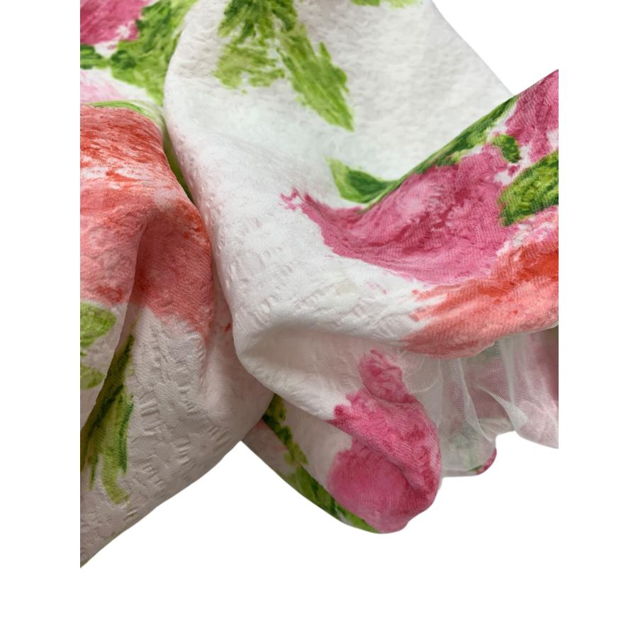 エムズグレイシー　フラワープリントワンピース ピンクリボン付き38 エムズグレイシー フラワープリントレディライクドレス 411115