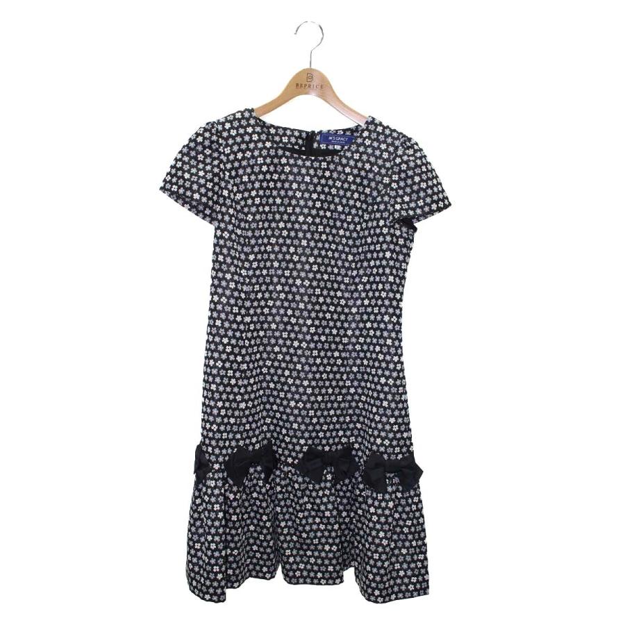 エムズグレイシー フラワーモチーフ リボン ワンピース 40 エムズ