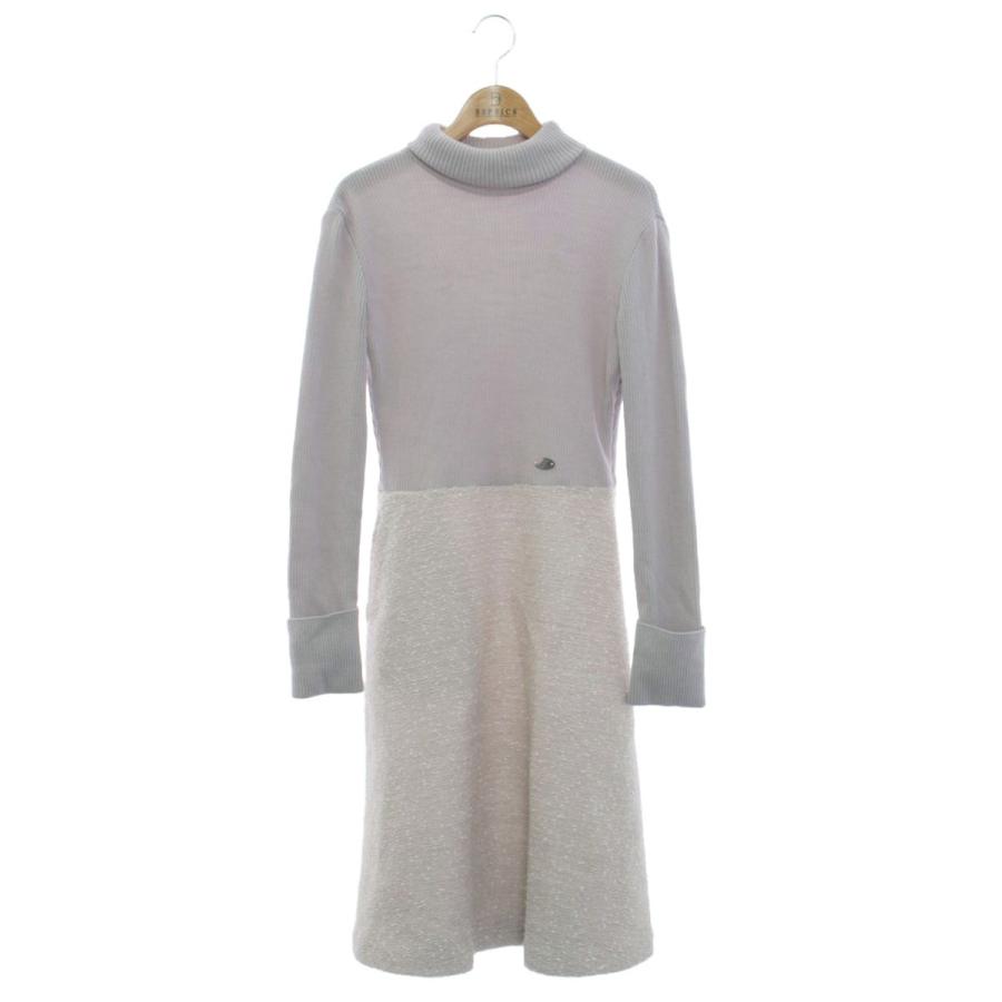 ルネ Knit Dress 6232450 ニットワンピース 34 グレー ツイード切替  