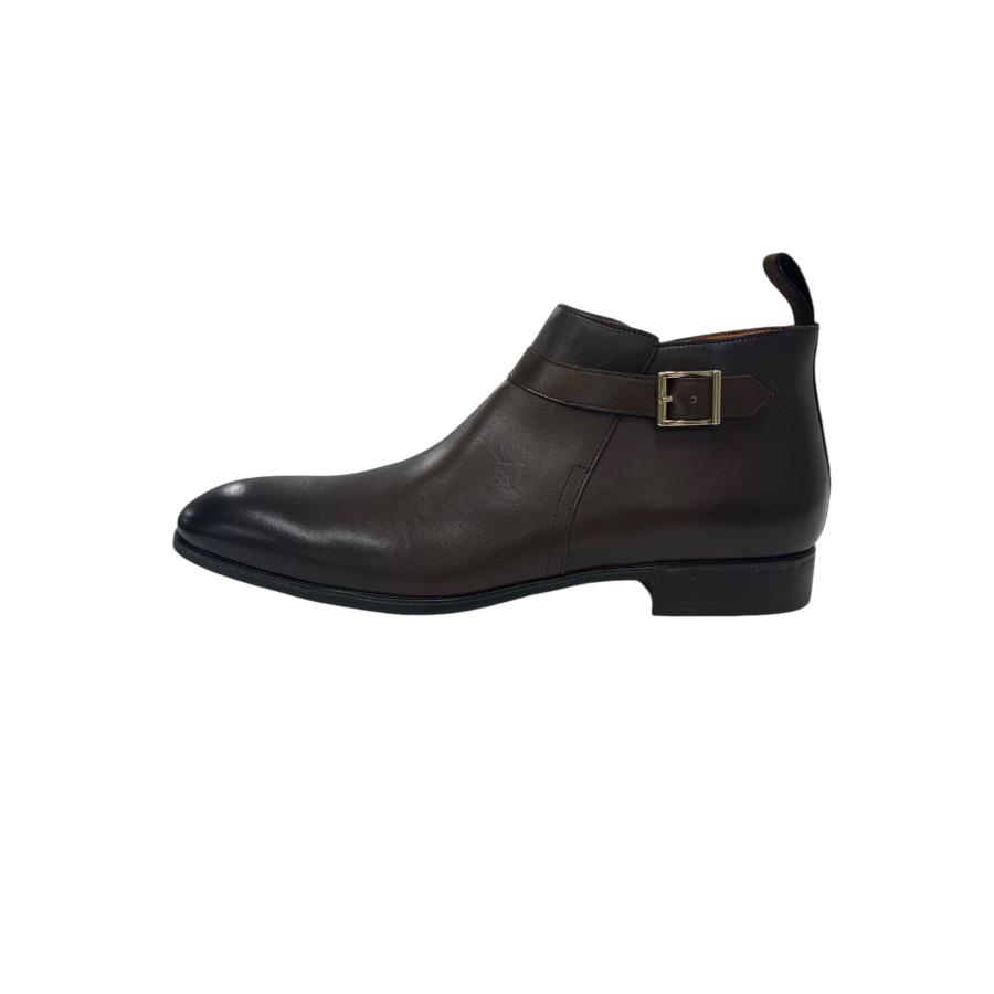 Santoni カーフレザー ベルテッド サイドジップ ショートブーツ