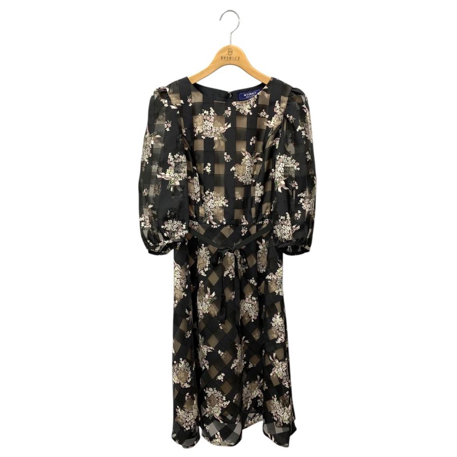 エムズグレイシー 311121 ワンピース 40 ブラック リボン オーガンジー