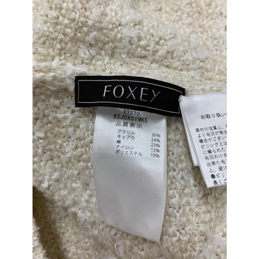 38 フォクシーブティック FOXEY ノーカラージャケット ベージュ シルク フォクシーブティック Knit Jacket Mirage 43270 ノーカラージャケット