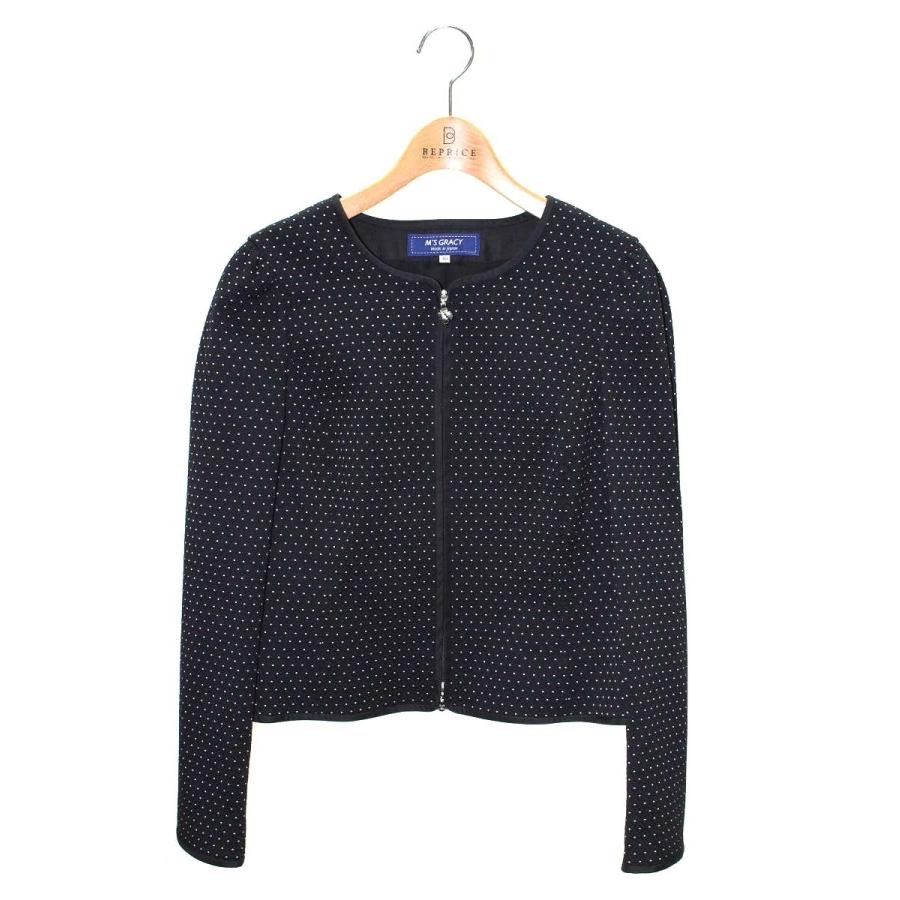 エムズグレイシー 914512 ジャケット 40 ブラック カメリア Wジップ