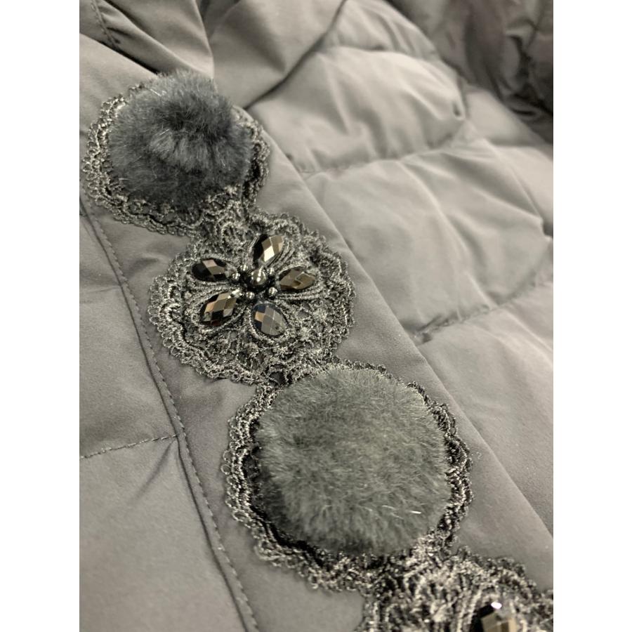 美品✨スーパービューティー ビジュー付 ダウンジャケット 大きいサイズ 極美品✨スーパービューティー ビジュー付きベロアダウンコート 大きい