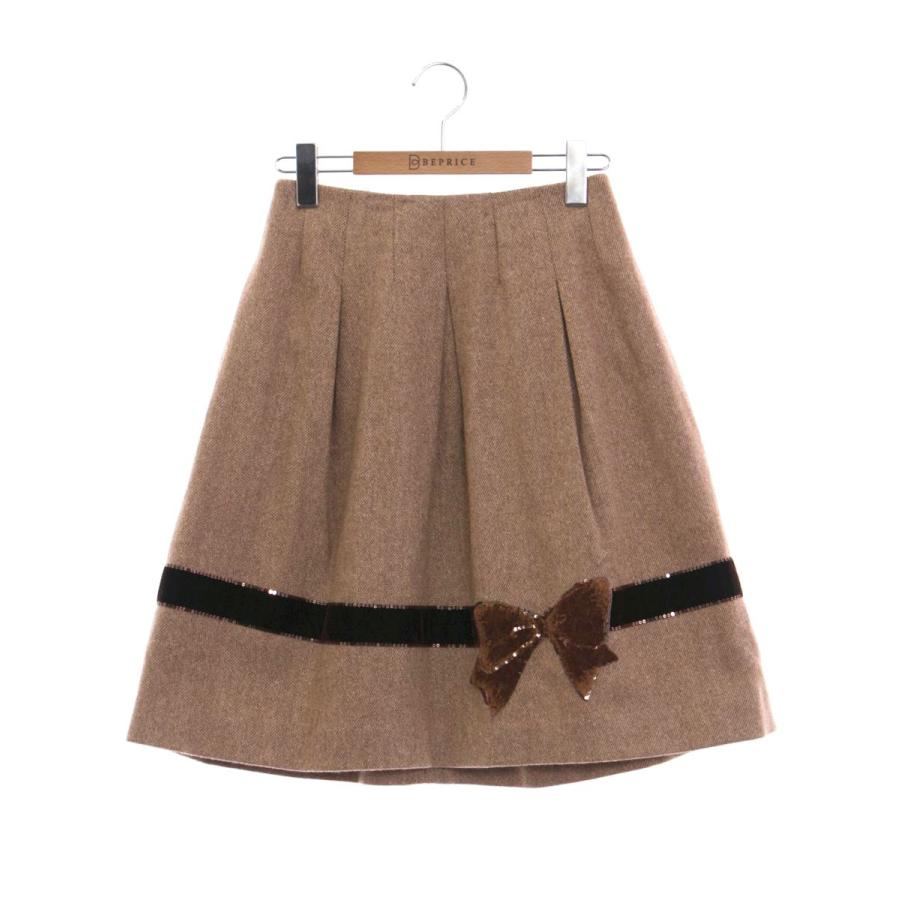 エムズグレイシー 917540 スカート 36 ブラウン ベロア リボン