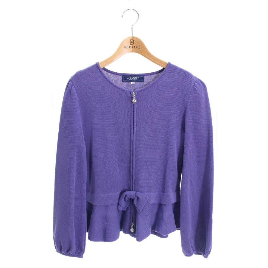 エムズグレイシー 918101 カーディガン 40 パープル カメリアジップ  