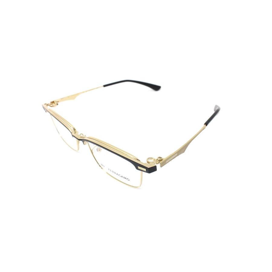 フォーナインズ 999.9  Salvatore Ferragamo コラボ SF9010 メガネ ゴールド/ブラック スクエア ITIPD6SSGPRH フォーナインズ 999.9 Salvatore Ferragamo コラボ SF9010 メガネ
