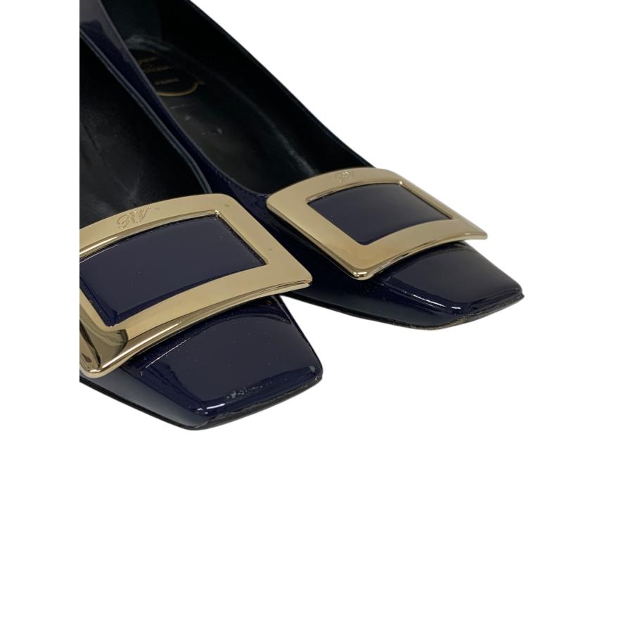 ロジェヴィヴィエ パンプス 36 ネイビー エナメル スクエアートゥ