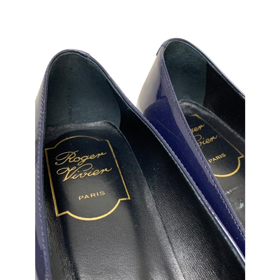 ロジェヴィヴィエ パンプス 36 ネイビー エナメル スクエアートゥ