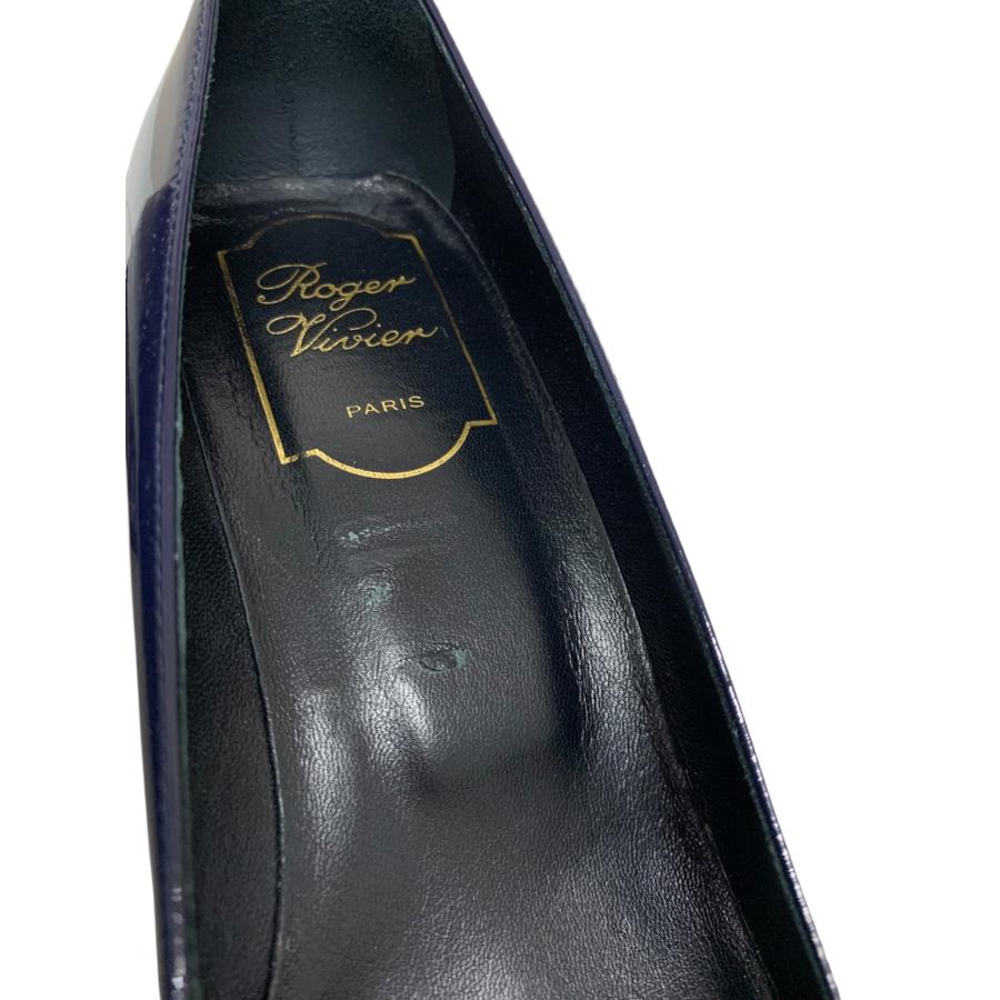 ロジェヴィヴィエ パンプス 36 ネイビー エナメル スクエアートゥ