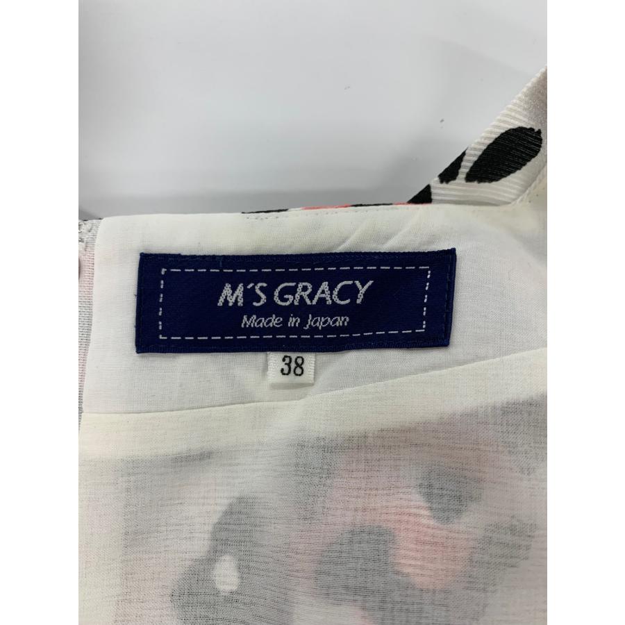 エムズグレイシー 211305 ワンピース 38 ホワイト フラワーモチーフ  