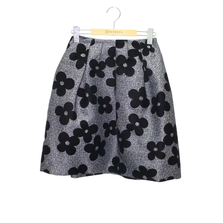 エムズグレイシー 727540 スカート 36 グレー/ブラック ベロア花