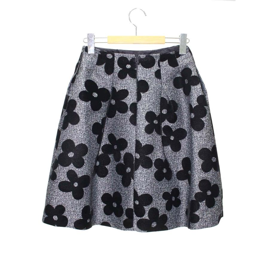 エムズグレイシー 727540 スカート 36 グレー/ブラック ベロア花