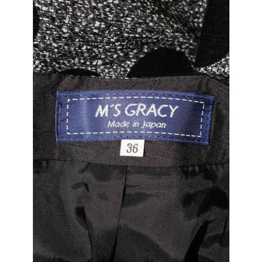 エムズグレイシー 727540 スカート 36 グレー/ブラック ベロア花