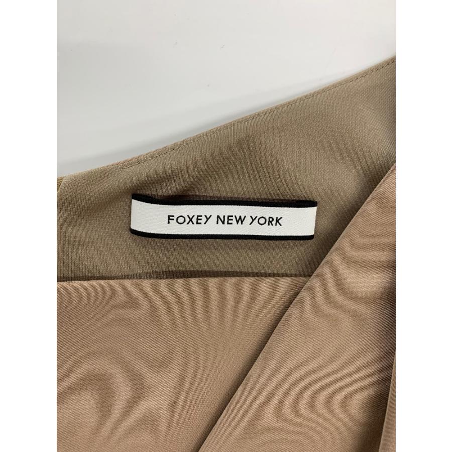 フォクシーニューヨーク 36469 ワンピース Vネック リボン ブラウン