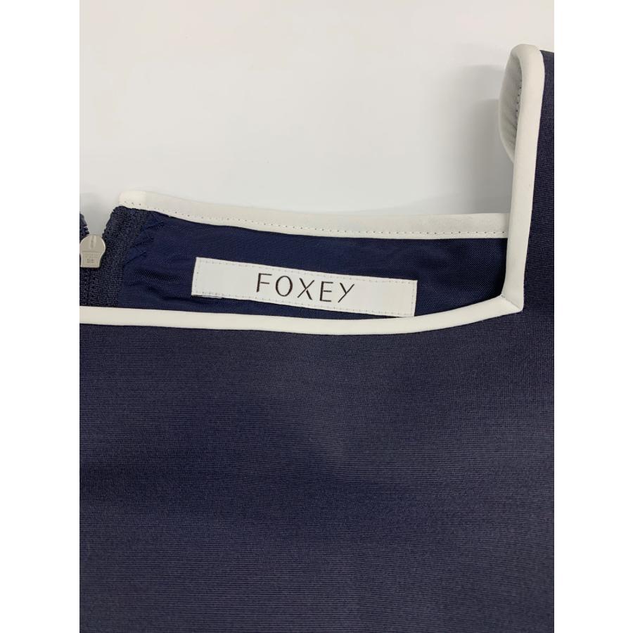 【新品タグ付】 FOXEY フォクシー フリルワンピース 38 ネイビー フォクシーブティック フリルドレス 37691 ワンピース 38 ネイビー