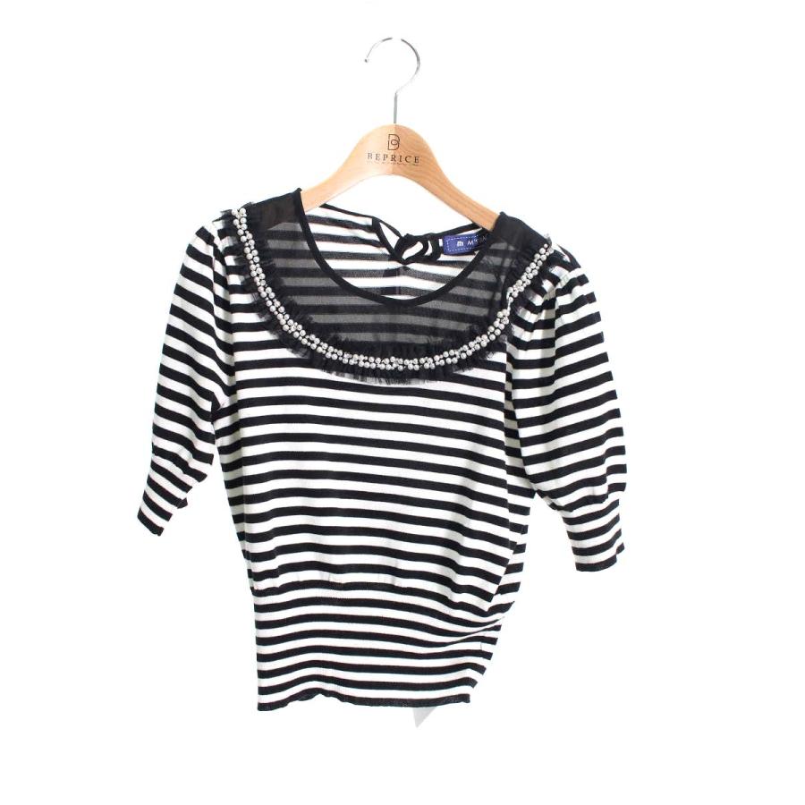 エムズグレイシー 528319 Tシャツ カットソー 38 ブラック ボーダー