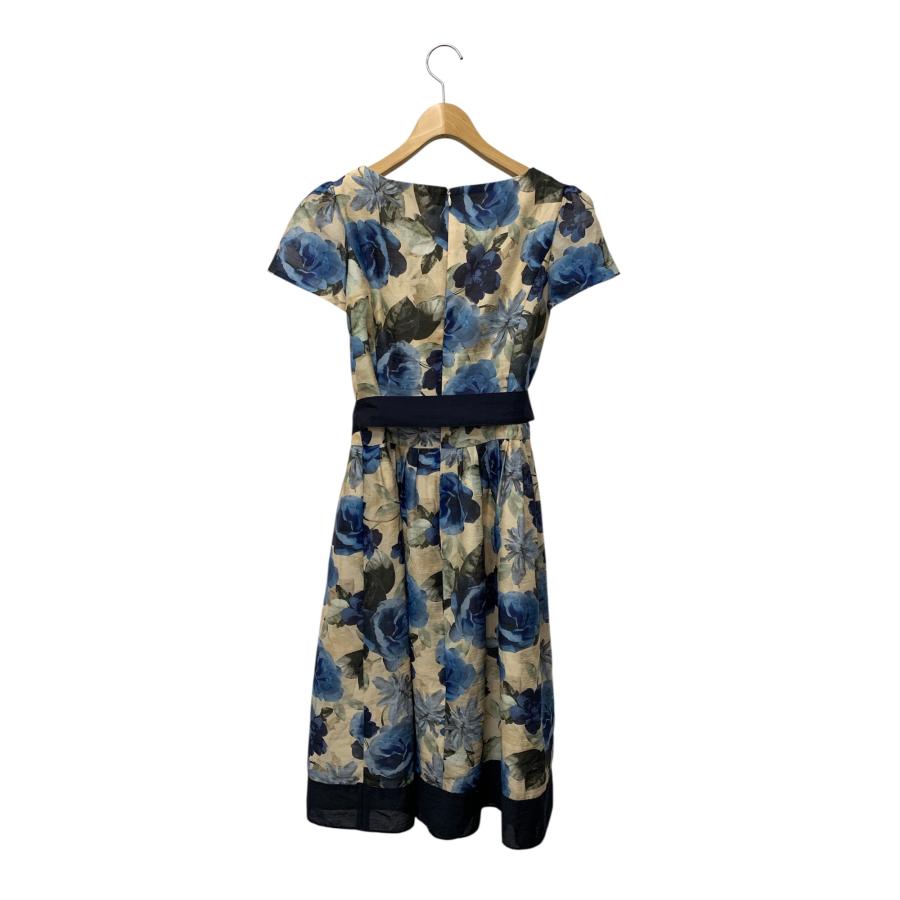 エムズグレイシー 花柄シャンタンワンピース 511324 38 ブルー