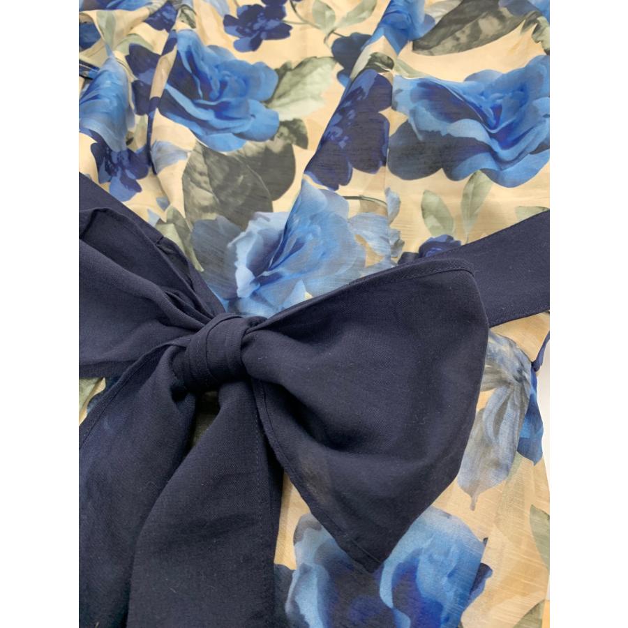 エムズグレイシー 花柄シャンタンワンピース 511324 38 ブルー