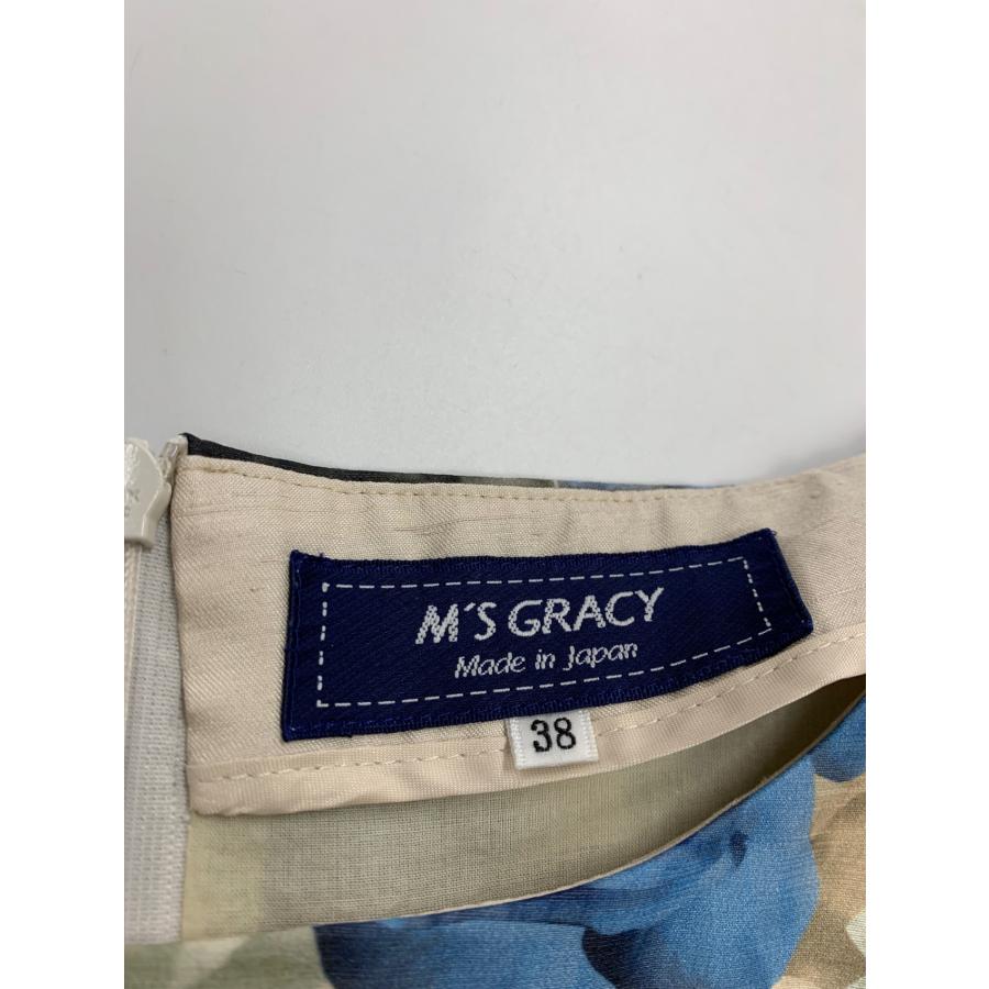 エムズグレイシー 花柄シャンタンワンピース 511324 38 ブルー