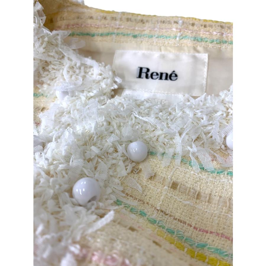 ルネ TISSUE社製 ラメ ツイード ノーカラー ジャケット 花柄 ビジュー ルネ TISSUE社製 ラメ ツイード ノーカラー ジャケット 花柄