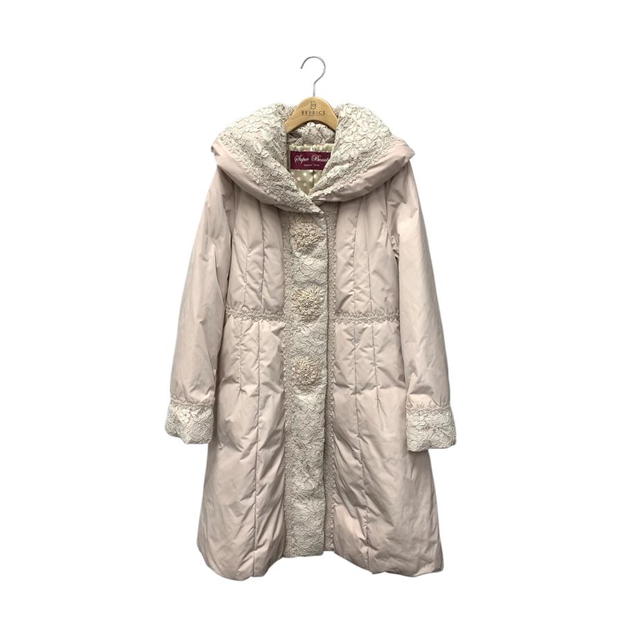 スーパービューティー ダウンコート 42 ピンク レース フラワー