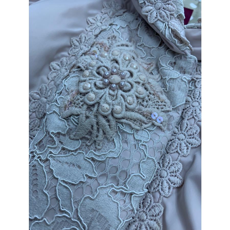 スーパービューティー ダウンコート 42 ピンク レース フラワー