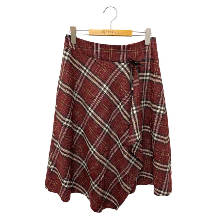 エムズグレイシー チェック柄 ラップ 417607 スカート 40 レッド  