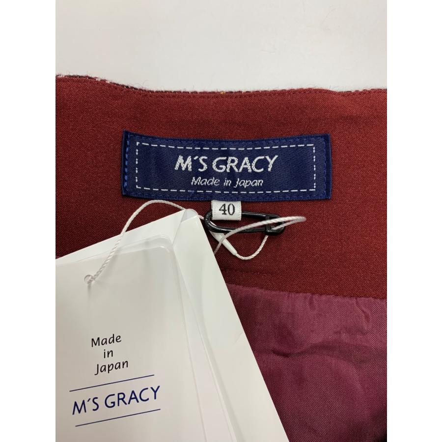 エムズグレイシー チェック柄 ラップ 417607 スカート 40 レッド  