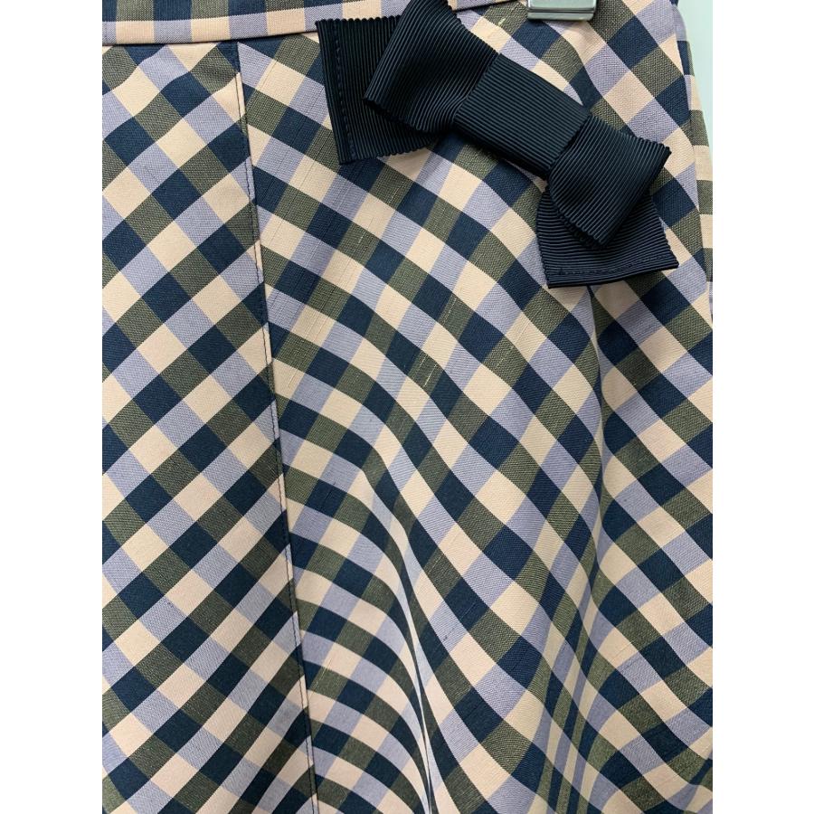 エムズグレイシー リボン付きギンガムチェックスカート 317319 38  