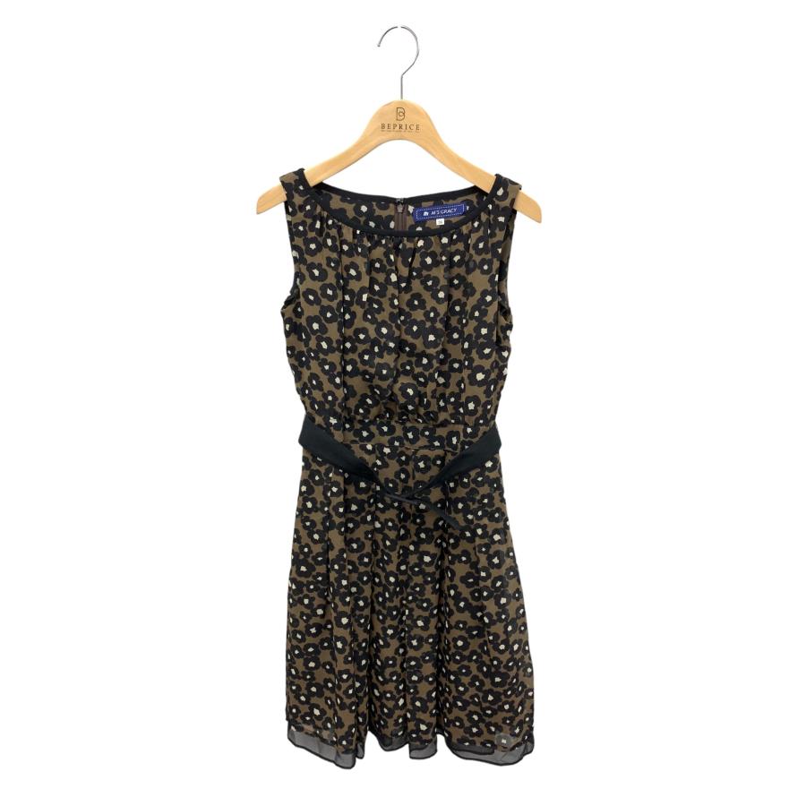 エムズグレイシー 421410 ワンピース 36 ブラウン フラワーモチーフ