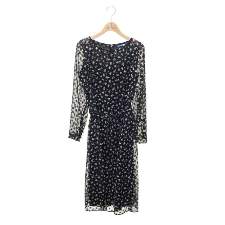 M'S GRACY*WEB掲載*シフォンフラワーワンピース 未使用品 エムズグレイシー M'S GRACY 23年製 ブラック フラワー