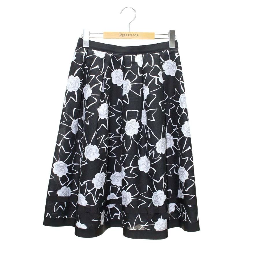 エムズグレイシー 217109 スカート 38 ブラック カメリア リボン