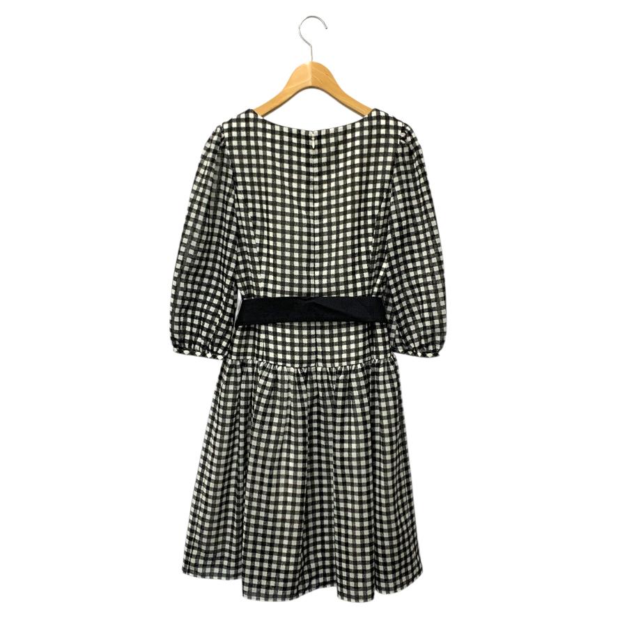 希少美品✨エムズグレイシー タータンチェック ワンピース パフスリーブ 38 エムズグレイシー 421329 ワンピース 38 ブラック チェック柄